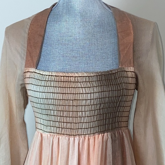 Vintage Algo-Ettes Ombré Peach Cream & Brown Floor Length Maxi Dress Size Size 5 - Picture 2 of 16